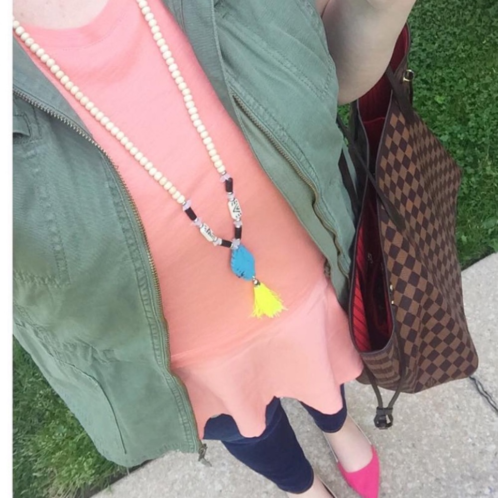 ☀️Beaded Tassel Necklace. Turquoise and Ne… - Picture 1 of 3
